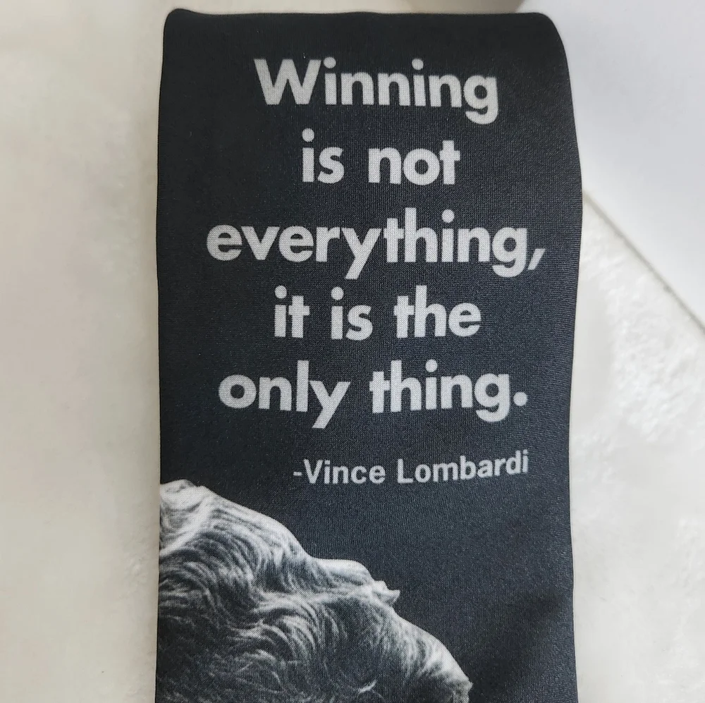 Ralph Marlin Vince Lombardi Winning Is Not Everything Football Gray Tie Necktie